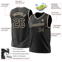 Load image into Gallery viewer, Custom Black Cream Authentic Throwback Basketball Jersey
