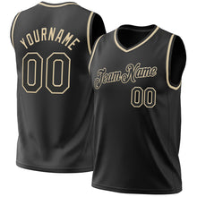 Загрузить изображение в средство просмотра галереи, Custom Black Cream Authentic Throwback Basketball Jersey

