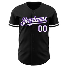 Laden Sie das Bild in den Galerie-Viewer, Custom Black White-Purple Authentic Baseball Jersey
