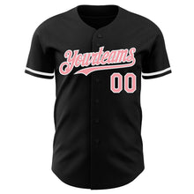 Laden Sie das Bild in den Galerie-Viewer, Custom Black Medium Pink-White Authentic Baseball Jersey
