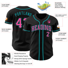Load image into Gallery viewer, Custom Black Pink-Teal Authentic Baseball Jersey
