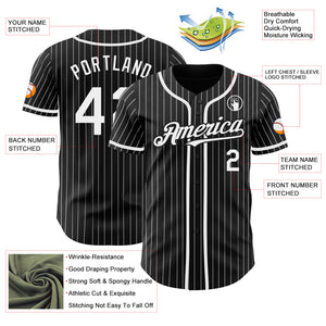 Custom Black White Pinstripe Authentic Baseball Jersey