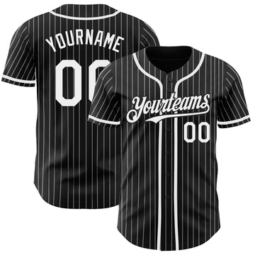 Custom Black White Pinstripe Authentic Baseball Jersey