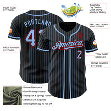 Laden Sie das Bild in den Galerie-Viewer, Custom Black Light Blue Pinstripe Red Authentic Baseball Jersey
