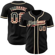 Load image into Gallery viewer, Custom Black Vintage USA Flag-Cream Authentic Baseball Jersey
