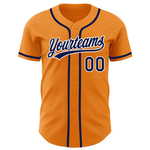 Laden Sie das Bild in den Galerie-Viewer, Custom Bay Orange Navy-White Authentic Baseball Jersey
