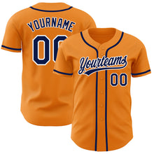 Laden Sie das Bild in den Galerie-Viewer, Custom Bay Orange Navy-White Authentic Baseball Jersey

