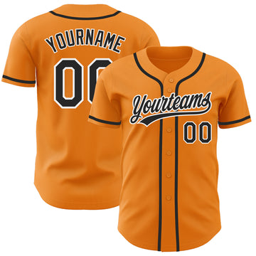 Custom Bay Orange Black-White Authentic Baseball Jersey