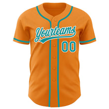 Laden Sie das Bild in den Galerie-Viewer, Custom Bay Orange Teal-White Authentic Baseball Jersey
