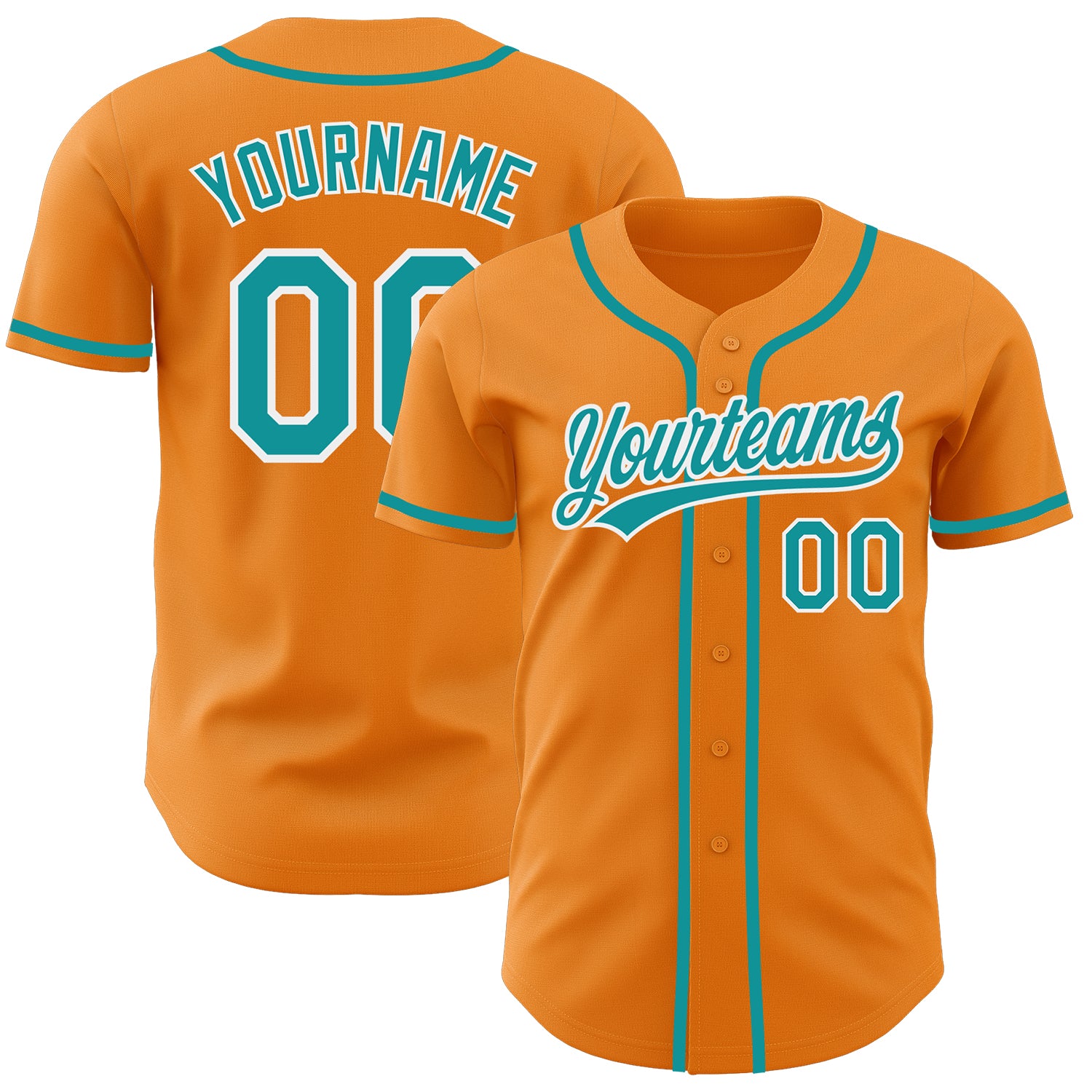 Cheap Custom Blaze Orange Teal-White Authentic Baseball Jersey