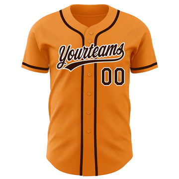 Custom Bay Orange Brown-White Authentic Baseball Jersey