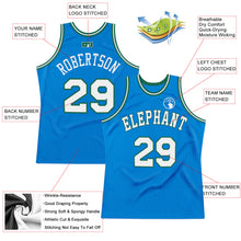 Laden Sie das Bild in den Galerie-Viewer, Custom Blue White-Kelly Green Authentic Throwback Basketball Jersey
