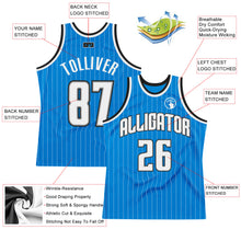 Load image into Gallery viewer, Custom Blue White Pinstripe White-Black Authentic Basketball Jersey
