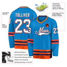 Загрузить изображение в средство просмотра галереи, Custom Blue White-Orange Hockey Jersey
