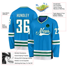 Load image into Gallery viewer, Custom Blue White-Kelly Green Hockey Jersey
