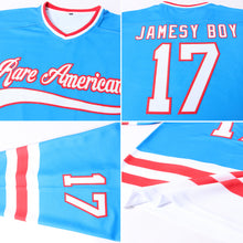 Load image into Gallery viewer, Custom Blue White-Red Hockey Jersey
