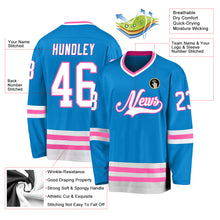 Load image into Gallery viewer, Custom Blue White-Pink Hockey Jersey
