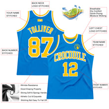 Laden Sie das Bild in den Galerie-Viewer, Custom Blue Gold-White Authentic Throwback Basketball Jersey
