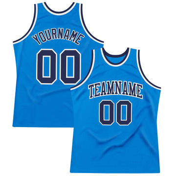 Custom Blue Navy-White Authentic Throwback Basketball Jersey