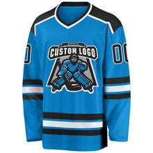 Load image into Gallery viewer, Custom Blue Black-White Hockey Jersey
