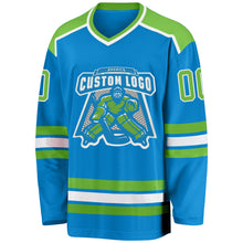 Загрузить изображение в средство просмотра галереи, Custom Blue Neon Green-White Hockey Jersey
