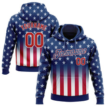 Load image into Gallery viewer, Custom Stitched Blue Red-White 3D American Flag Fashion Sports Pullover Sweatshirt Hoodie
