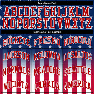 Custom Blue Red-White 3D American Flag Fashion Authentic Baseball Jersey