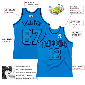 Custom Blue Blue-Navy Authentic Throwback Basketball Jersey