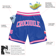 Laden Sie das Bild in den Galerie-Viewer, Custom Blue Pink-White Authentic Throwback Basketball Shorts
