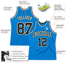 Laden Sie das Bild in den Galerie-Viewer, Custom Blue Black-Cream Authentic Throwback Basketball Jersey
