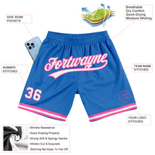 Laden Sie das Bild in den Galerie-Viewer, Custom Blue White-Pink Authentic Throwback Basketball Shorts
