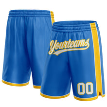 Load image into Gallery viewer, Custom Blue White-Yellow Authentic Basketball Shorts

