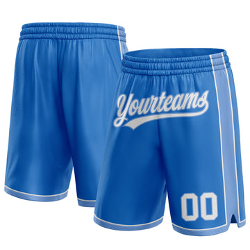 Custom Blue White-Light Blue Authentic Basketball Shorts