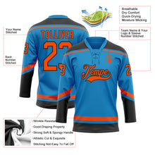 Load image into Gallery viewer, Custom Blue Orange-Black Hockey Lace Neck Jersey
