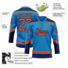 Laden Sie das Bild in den Galerie-Viewer, Custom Blue Orange-Navy Hockey Lace Neck Jersey
