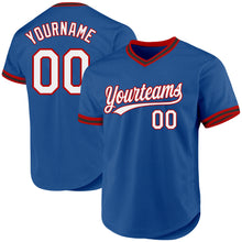 Laden Sie das Bild in den Galerie-Viewer, Custom Blue Red-Black Authentic Throwback Baseball Jersey
