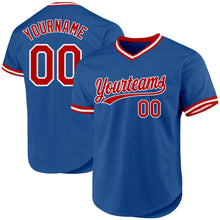 Laden Sie das Bild in den Galerie-Viewer, Custom Blue Red-White Authentic Throwback Baseball Jersey
