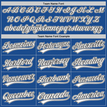Load image into Gallery viewer, Custom Blue White-Black Authentic Throwback Baseball Jersey
