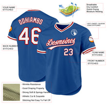 Load image into Gallery viewer, Custom Blue White-Red Authentic Throwback Baseball Jersey
