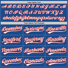 Load image into Gallery viewer, Custom Blue White-Red Authentic Throwback Baseball Jersey
