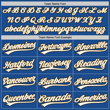 Load image into Gallery viewer, Custom Blue Old Gold-Black Authentic Throwback Baseball Jersey
