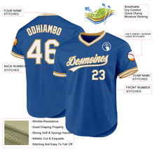 Load image into Gallery viewer, Custom Blue White-Old Gold Authentic Throwback Baseball Jersey
