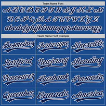 Load image into Gallery viewer, Custom Blue Gray Navy-White Authentic Throwback Baseball Jersey
