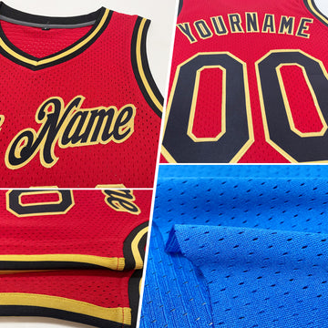 Custom Blue Black-Gold Authentic Throwback Basketball Jersey