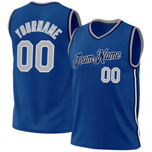 Load image into Gallery viewer, Custom Blue Gray-Navy Authentic Throwback Basketball Jersey
