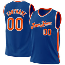 Laden Sie das Bild in den Galerie-Viewer, Custom Blue Orange-White Authentic Throwback Basketball Jersey
