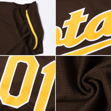Load image into Gallery viewer, Custom Brown Brown-Gold Authentic Baseball Jersey
