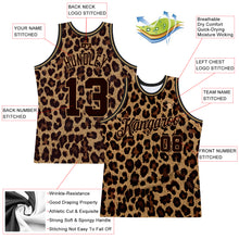 Load image into Gallery viewer, Custom Brown Brown-Old Gold 3D Pattern Design Leopard Authentic Basketball Jersey
