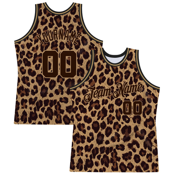 Cheap Custom Brown Brown-Old Gold 3D Pattern Design Leopard Authentic Basketball  Jersey Free Shipping – CustomJerseysPro