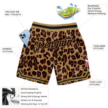 Laden Sie das Bild in den Galerie-Viewer, Custom Brown Brown-Old Gold 3D Pattern Design Leopard Authentic Basketball Shorts

